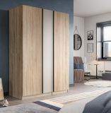 Kleiderschrank Girona in Sonoma Eiche und Kaschmir Dreht�renschrank 3-t�rig 130 x 183 cm