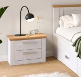 Nachttisch Mirano in wei� L�rche und Eiche Artisan Landhaus Nachtkommode 56 x 43 cm