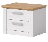 Nachttisch Mirano in wei� L�rche und Eiche Artisan Landhaus Nachtkommode 56 x 43 cm
