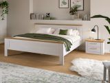 Schlafzimmer Mirano in wei� L�rche und Eiche Artisan Landhaus Set mit Bett Liegefl�che 180 x 200 cm und Nachttisch