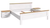 Schlafzimmer Mirano in wei� L�rche und Eiche Artisan Landhaus Set mit Bett Liegefl�che 180 x 200 cm und 2x Nachttisch