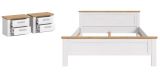 Schlafzimmer Mirano in wei� L�rche und Eiche Artisan Landhaus Set mit Bett Liegefl�che 180 x 200 cm und 2x Nachttisch