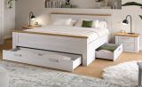 Schlafzimmer Mirano in wei� L�rche und Eiche Artisan Landhaus Set mit Bett Liegefl�che 180 x 200 cm und 2x Nachttisch