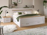 Schlafzimmer Mirano in wei� L�rche und Eiche Artisan Landhaus Set mit Bett Liegefl�che 180 x 200 cm und 2x Nachttisch