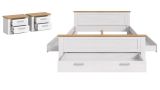 Schlafzimmer Mirano in wei� L�rche und Eiche Artisan Landhaus Set mit Bett Liegefl�che 180 x 200 cm und 2x Nachttisch