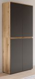 Mehrzweckschrank Assino in Grau und Eiche, 4-t�rig 70 x 175 cm, 7 Einlegeb�den und Kleiderstange