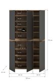 Mehrzweckschrank Assino in Grau und Eiche 105 x 175 cm, 14 Einlegeb�den und Kleiderstange