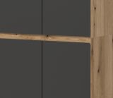 Mehrzweckschrank Assino in Grau und Eiche 105 x 175 cm, 14 Einlegeb�den und Kleiderstange