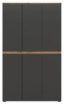 Mehrzweckschrank Assino in Grau und Eiche 105 x 175 cm, 14 Einlegeb�den und Kleiderstange