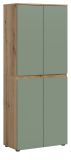 Mehrzweckschrank Assino in Gr�n und Eiche 70 x 175 cm, mit 7 Einlegeb�den und Kleiderstange