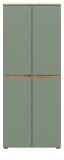 Mehrzweckschrank Assino in Gr�n und Eiche 70 x 175 cm, mit 7 Einlegeb�den und Kleiderstange
