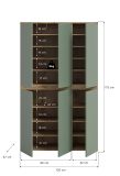 Mehrzweckschrank Assino in Gr�n und Eiche, 6-t�rig 105 x 175 cm mit 14 Einlegeb�den und Kleiderstange