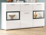 Sideboard Cover in wei� Hochglanz Vitrine 125 x 81 cm