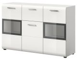 Sideboard Cover in wei� Hochglanz Vitrine 125 x 81 cm