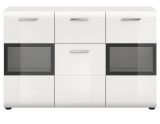 Sideboard Cover in wei� Hochglanz Vitrine 125 x 81 cm