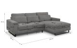Sofa Valero in grau Cord Ecksofa 4-Sitzer 276 x 183 cm