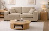 Sofa Novana in beige Strukturstoff 3-Sitzer 221 cm