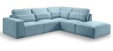 Sofa Pargola in hellblau Webstoff Ecksofa 4-Sitzer 305 x 281 cm