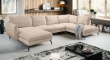 Sofa Palma in beige Cord Ecksofa U-Form 202 x 361 cm