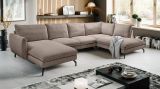 Sofa Palma in braun-beige Cord Ecksofa U-Form 202 x 361 cm