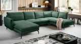 Sofa Palma in gr�n Cord Ecksofa U-Form 202 x 361 cm