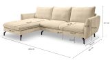 Sofa Palma in beige Webstoff Ecksofa 5-Sitzer 259 x 167 cm