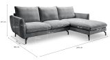 Sofa Palma in grau Webstoff Ecksofa 5-Sitzer 259 x 167 cm