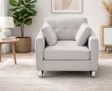 Sessel Alanto in hellgrau Flachgewebe Clubsessel 93 x 94 cm