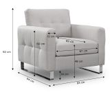 Sessel Alanto in hellgrau Flachgewebe Clubsessel 93 x 94 cm