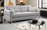 Sofa Alanto in hellgrau Flachgewebe 2,5-Sitzer 203 cm