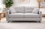 Sofa Alanto in hellgrau Flachgewebe 2,5-Sitzer 203 cm