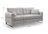 Sofa Alanto in hellgrau Flachgewebe 2,5-Sitzer 203 cm