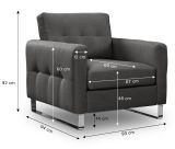 Sessel Alanto in grau Flachgewebe Clubsessel 93 x 94 cm