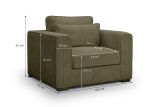 Sessel Canedo in khaki Cord Loungesessel 120 cm