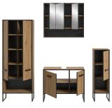 Badm�bel Set 4-teilig Scana in Artisan Eiche Badkombination 199 x 192 cm, Soft-Close