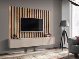 TV-Lowboard Set Pearl in Kaschmir und Artisan Eiche TV Unterteil mit Akustikpaneele 180 cm, Push-to-Open