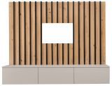 TV-Lowboard Set Pearl in Kaschmir und Artisan Eiche TV Unterteil mit Akustikpaneele 180 cm, Push-to-Open