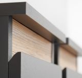 Wohnwand Trigger in Kaschmir und schwarz Schrankwand 4-teilig 175 cm, inkl. LED