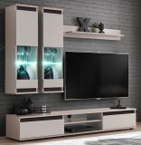 Wohnwand Trigger in Kaschmir und schwarz Schrankwand 4-teilig 175 cm, inkl. LED