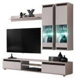 Wohnwand Trigger in Kaschmir und schwarz Schrankwand 4-teilig 175 cm, inkl. LED