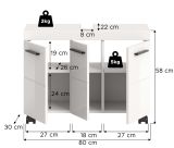 Waschbeckenunterschrank Talerno in wei� Hochglanz Badezimmer Unterschrank 80 x 58 cm