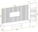 Wohnwand iLike in hellgrau und Artisan Eiche Schrankwand 200 cm inklusive LED Beleuchtung, Push-to-Open