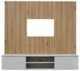 TV-Lowboard Set iLike in hellgrau und Artisan Eiche TV Unterteil mit Akustikpaneele 160 cm, Push-to-Open