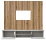 TV-Lowboard Set iLike in hellgrau und Artisan Eiche TV Unterteil mit Akustikpaneele 160 cm, Push-to-Open