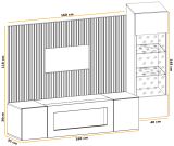 Wohnwand iLike in hellgrau, schwarz und Artisan Eiche TV Unterteil mit Bio Ethanol Kamin 200 cm inklusive LED