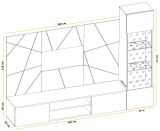 Wohnwand iLike in hellgrau und Artisan Eiche Schrankwand 200 cm inklusive LED Beleuchtung, Push-to-Open
