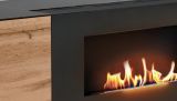 Wohnwand Bonfire in Wotan Eiche und schwarz Schrankwand mit Kamin, inklusive LED, 330 cm