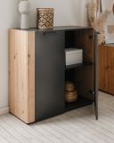 Kommode Kampen in grau und Artisan Eiche 89 x 85 cm