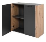 Kommode Kampen in grau und Artisan Eiche 89 x 85 cm