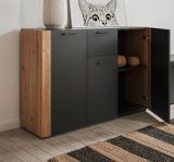 Sideboard Kampen in grau und Artisan Eiche 126 x 85 cm